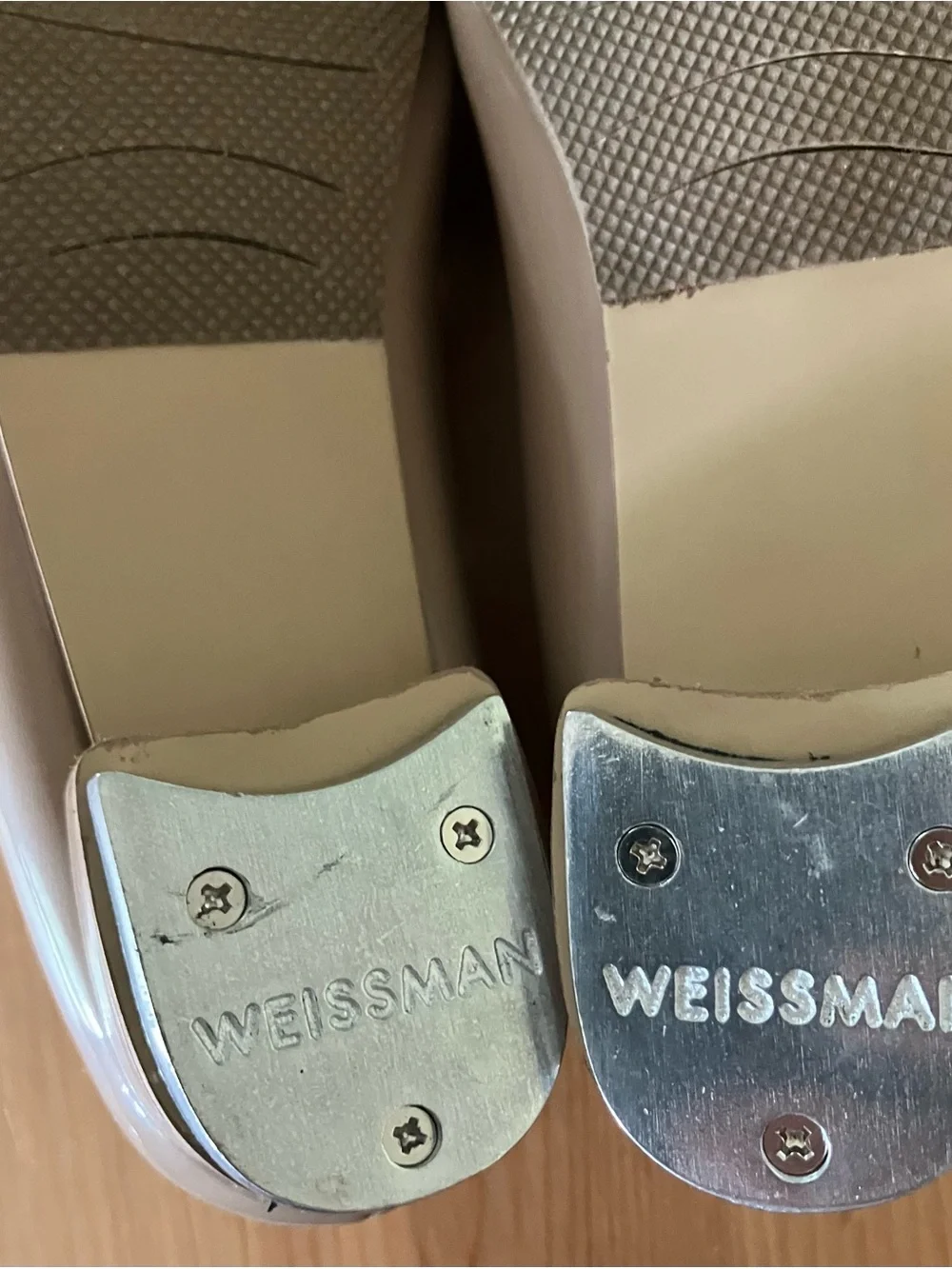 NWOT Weissman Ribbonette Girls Patent Mary Jane Tap Shoes W600 Nude Size Youth 1